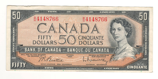 Canada: 1954 $50 Bank Of Canada  Banknote B/H #3
