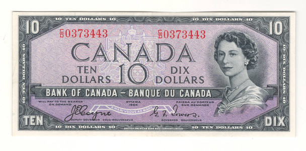 Canada: 1954 $10 Bank Of Canada Devil's Face  Banknote C/D