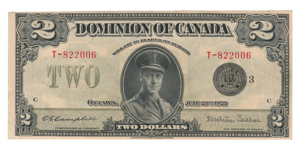 Canada: 1923 $2 Banknote - Dominion of Canada DC-26j VF30
