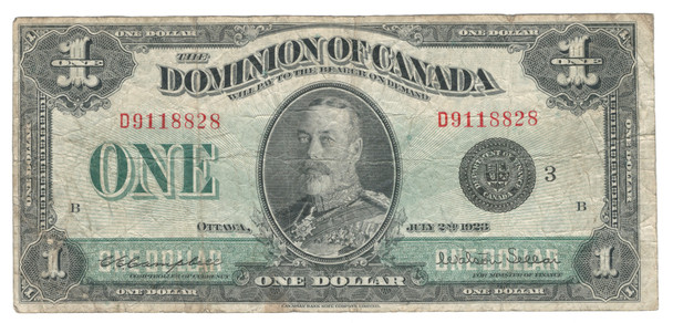 Canada: 1923 $1 Banknote - Dominion of Canada DC-25n VG10