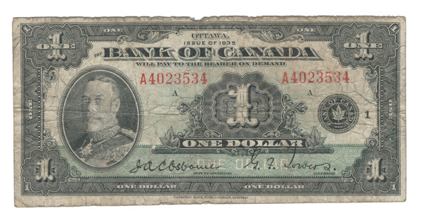 Canada: 1935 $1 Banknote - Bank of Canada English  BC-1 VG