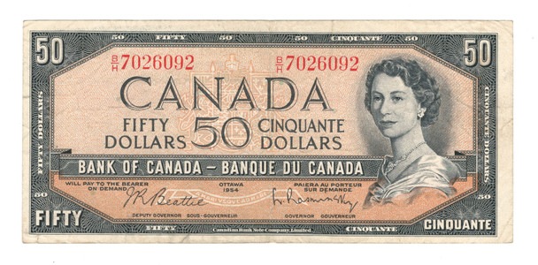 Canada: 1954 $50 Bank Of Canada Banknote Beattie-Rasminsky #4