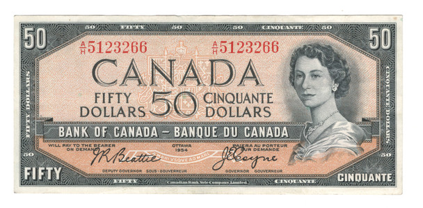 Canada: 1954 $50 Bank Of Canada Banknote Beattie-Coyne #2