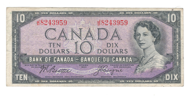 Canada: 1954 $10 Bank Of Canada Banknote Beattie-Coyne