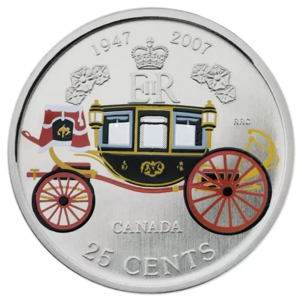 Canada: 2007 25 Cent 60th Wedding Anniversary of the Queen Oversized Coin in 2x2