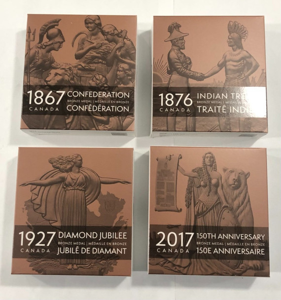 Canada: 1867- 2017 Heritage Mint Bronze Medal Set Collection (4 Coins)