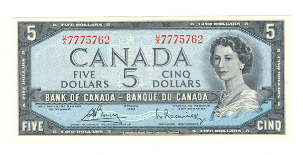 Canada: 1954 $5 Bank Of Canada Banknote Bouey-Rasminsky BC-39c