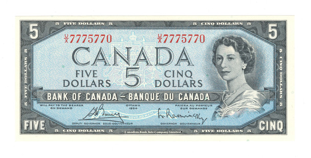 Canada: 1954 $5 Bank Of Canada Banknote Bouey-Rasminsky BC-39c #2