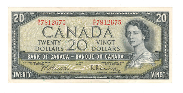 Canada: 1954 $20 Bank Of Canada Banknote Beattie-Rasminsky BC-41b