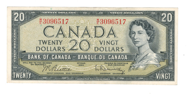 Canada: 1954 $20 Bank Of Canada Banknote Beattie-Rasminsky BC-41b #4