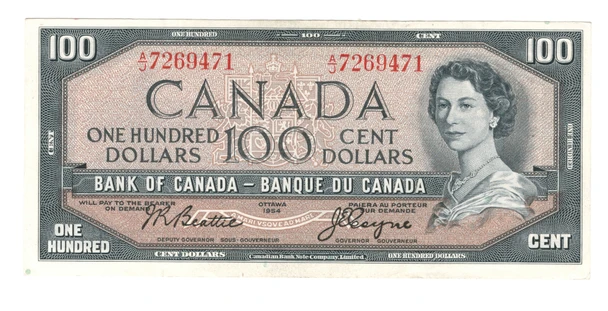 Canada: 1954 $100 Bank Of Canada Banknote Beattie-Coyne #2