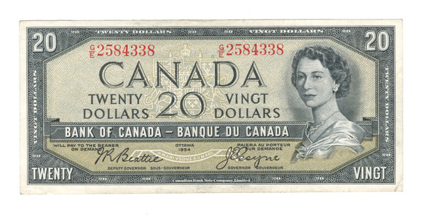 Canada: 1954 $20 Bank Of Canada Banknote Beattie-Coyne G/E #4