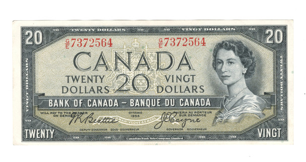 Canada: 1954 $20 Bank Of Canada Banknote Beattie-Coyne G/E #8