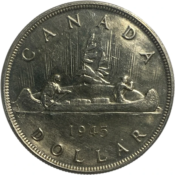 Canada: 1945 $1 Silver Dollar EF Cleaned