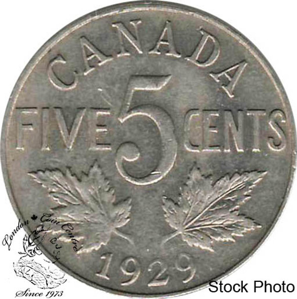 Canada: 1929 5 Cent Near Rim EF40