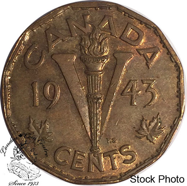 Canada: 1943 5 Cent Tombac Victory Nickel EF40