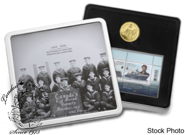 Canada: 2010 $1 Gold Plated Navy Centennial Coin and Stamp Set