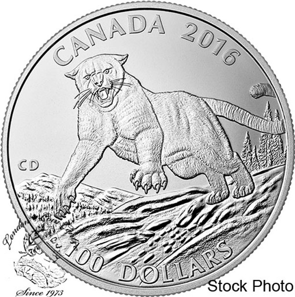 Canada: 2016 $100 for $100 Cougar Silent Giant of the Americas Silver Coin