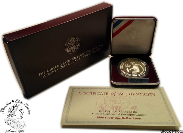 United States: 1996 $1 Atlanta Summer Olympic Games Tennis Proof Silver Dollar