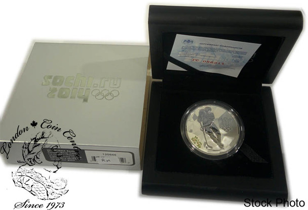 Russia: 2014 3-Roubles Ice Hockey: Sochi 2014 Olympics Sterling Silver Coin