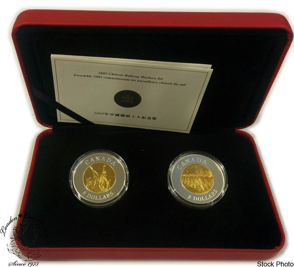 Canada: 2005 $8 Commemoration of the Chinese Railway Workers Two Silver Coin Set