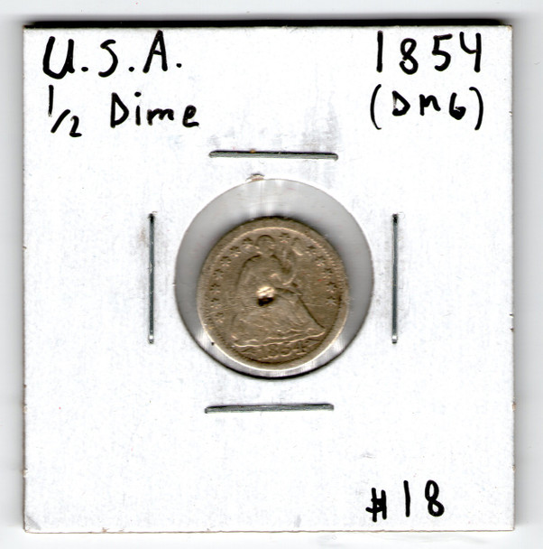 United States: 1854 Half Dime damage