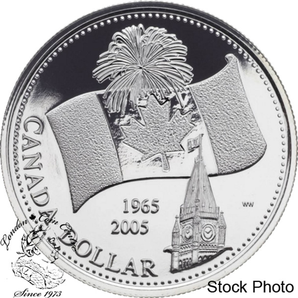 Canada: 2005 $1 40th Anniversary of Canada's National Flag BU Silver Dollar Coin