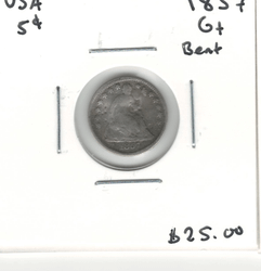 United States: 1857 Half Dime G+ Bent - London Coin Centre Inc.