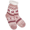 Snowflake Sparkle Deer Thermal Slipper Socks, Pink