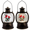 10.25" Cardinal Glitter Lantern Unlit and Lit Views 