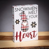 LED Christmas Canvas Block Signs - Snowmen Melt Your Heart Lit View 