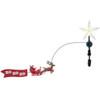 Star With Rotating Santa and Sleigh LED Tree Topper 