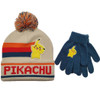 Pokemon Pikachu Striped Youth Stripe Beanie and Glove Set