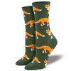 Socksy Foxes Women's Crew Socks by Socksmith Canada - Green