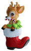 Nostalgic Baby Reindeer in Red & Green Boot Personalized Ornament