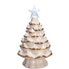 7.5" Ivory and Gold Ceramic Light Up Christmas Tree