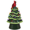 8.5" LED Green Ceramic Light Up Christmas Tree with Cardinal Topper 