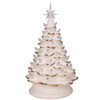 14.25" Light Up Ivory and Gold Ceramic Christmas Tree