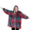 Red and Green Plaid Oversized Blanket Sherpa Pullover Hoodie