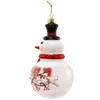 Glass Snowman With Cardinal and Chickadee Ornaments Left Side View