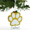 Gold Dog Paw Personalized Ornament