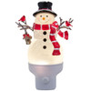 Snowman With Red Scarf & Cardinal Spinning Glitter LED Night Light