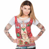 Christmas Biker Chick Ugly Christmas Long Sleeve Tee Faux Real - Front