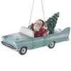 Santa in a Turquoise Convertible Ornament