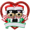 Bear Couple in Glitter Heart Personalized Ornament