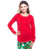 Women's Red Stretch Jersey Pajama Top on Model