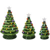 Trio Set of Lighted Ceramic Christmas Trees 9", 7", 6"