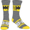 Batman Festive Bat Symbol Grey and Yellow Crew Socks