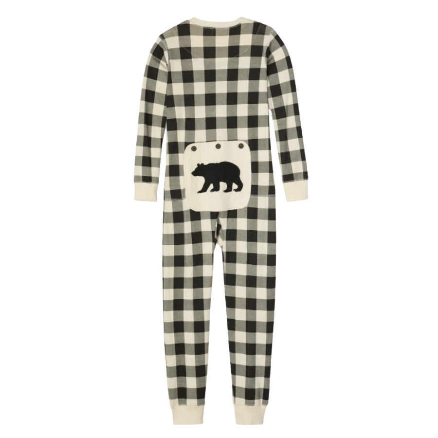 Cream Plaid Kids Onesie Union Suit Pajamas by Little Blue House
