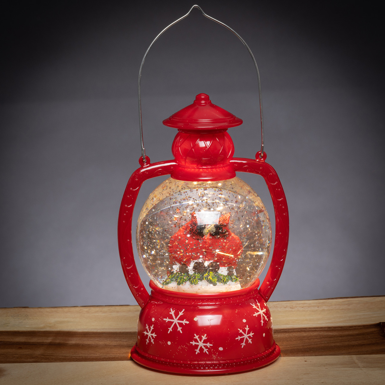 SANTA & DEER BLACK GLITTER LANTERN
